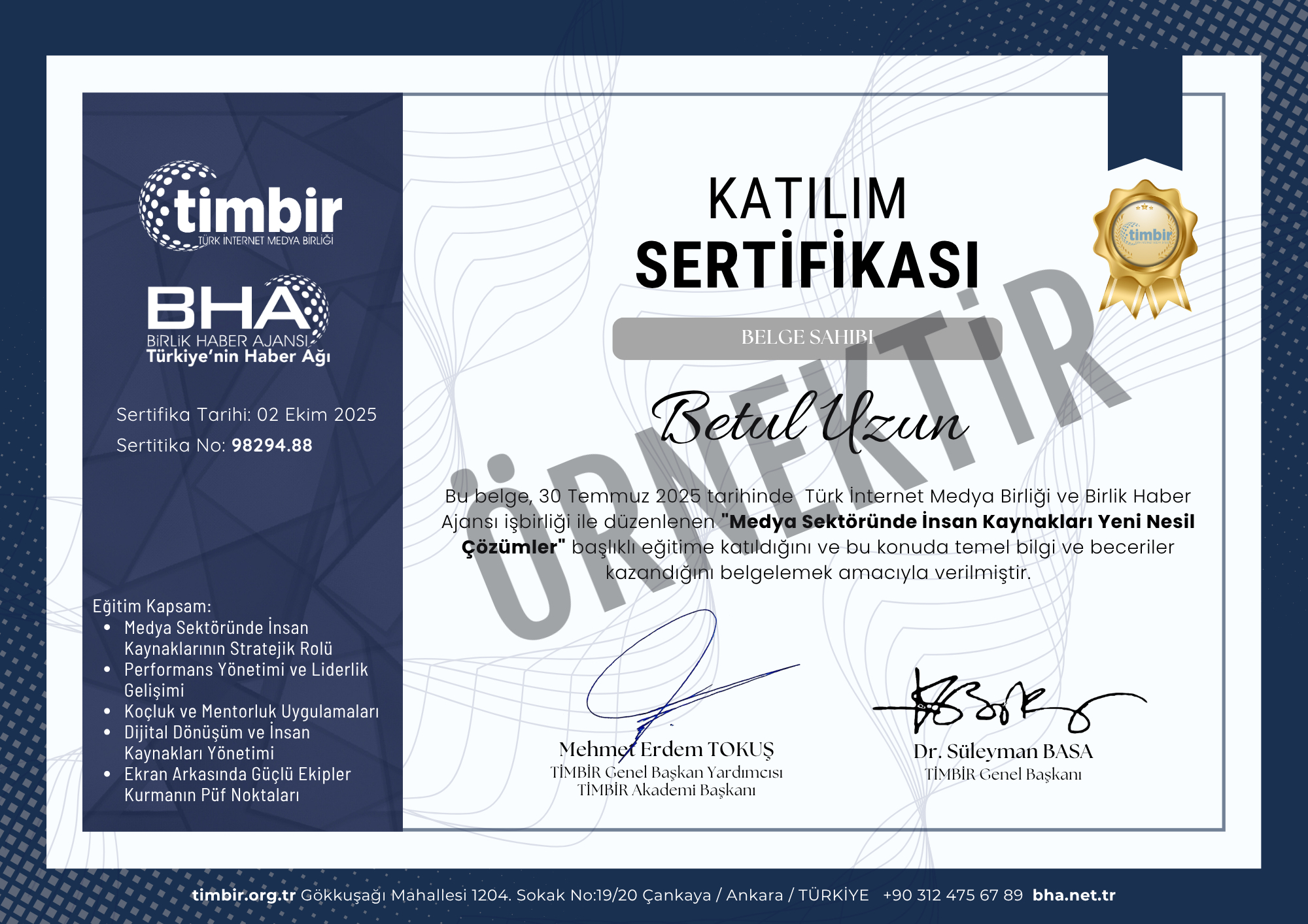 TİMBİR Akademi eğitiminden bir kare